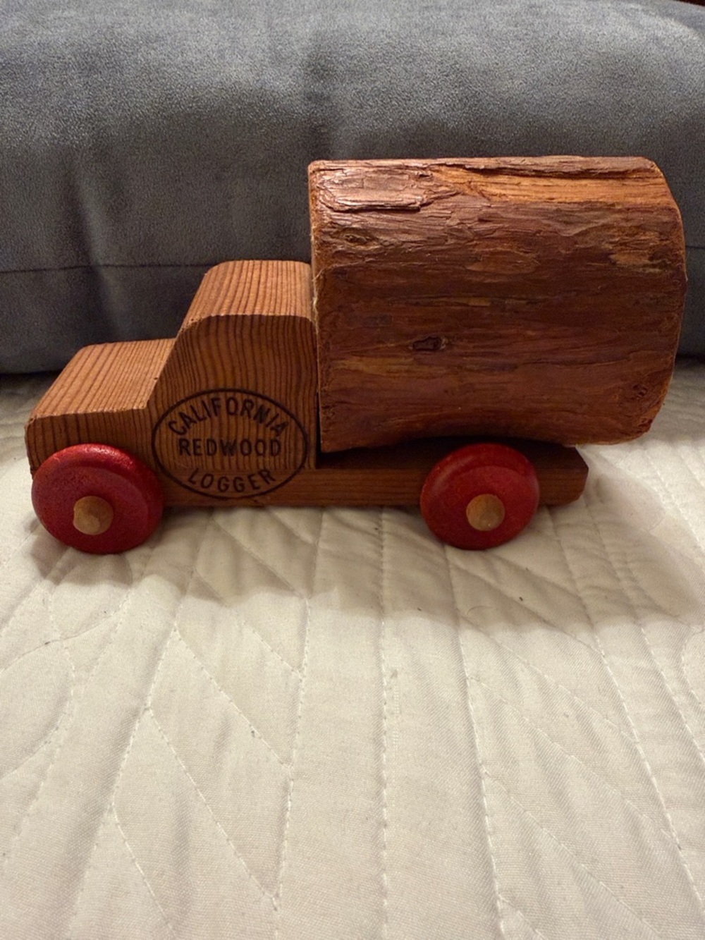Wooden Toy Truck California Redwood Logger Vintage Collectible